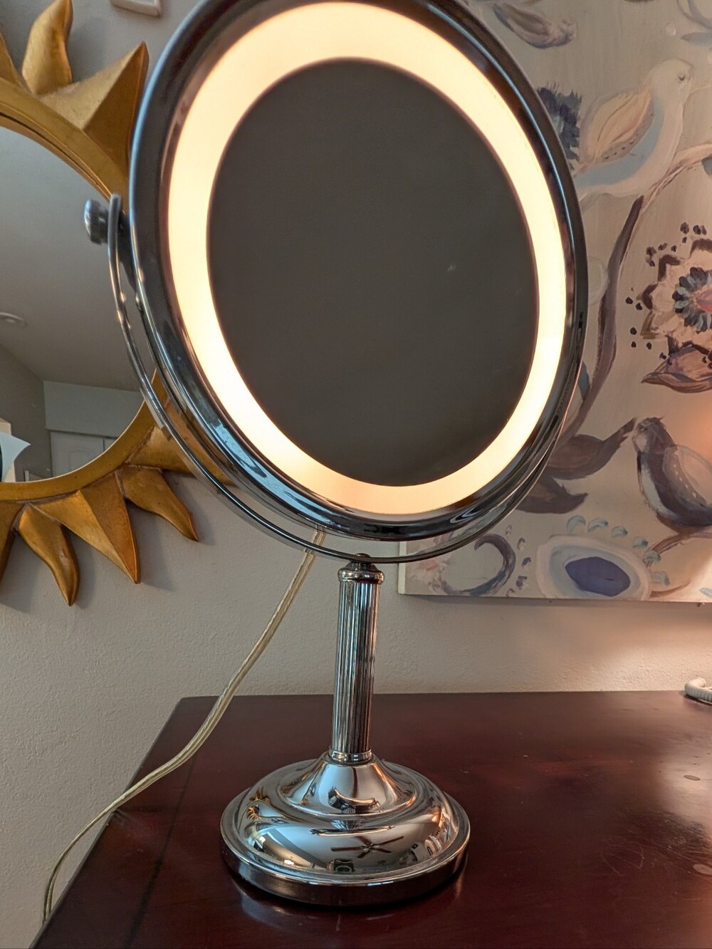 Jerdon Magnifying Chrome Lighted Vanity Mirror White Adjustable 25 Watt Bulb
